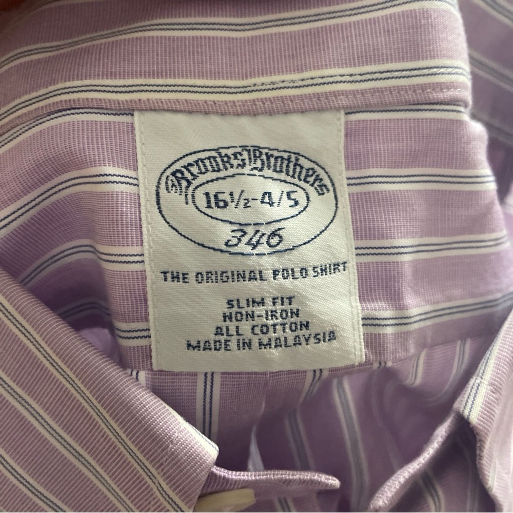 Brooks Brothers Purple‎ Striped Dress Shirt All Cotton 16.5 - 4/5